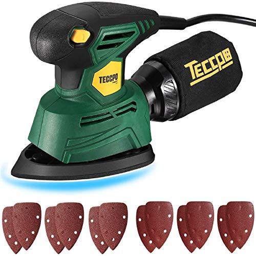 Lijadora Orbital, TECCPO Lijadora Excéntrica 130W, 14000 RPM, 12 Papeles de Lija(grano 60/120), Bolsa Lavable, 1,5 mm Diámetro de Órbita, Lijadora Eléctrica, para Alisar Madera y Quitar Pintura Lijadora Orbital, TECCPO Lijadora Excéntrica 130W, 14000 RPM, 12 Papeles de Lija(grano 60/120), Bolsa Lavable, 1,5 mm Diámetro de Órbita, Lijadora Eléctrica, para Alisar Madera y Quitar Pintura