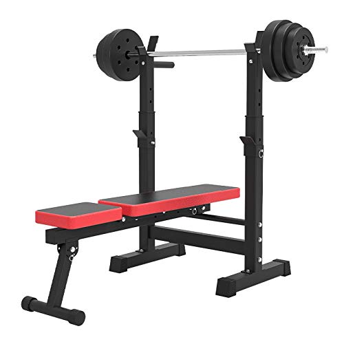 lijingaa Banco De Pesas Ajustable,con Squat Rack Plegable Casa Press De Banca,Multi-función Profesional Taburete con Mancuernas,Barbell Rack