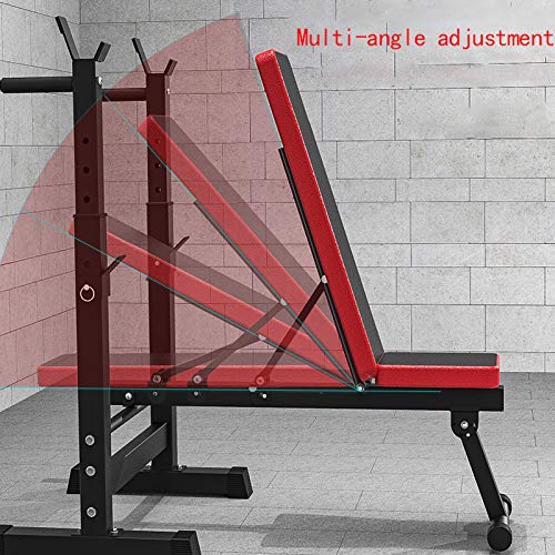 lijingaa Banco De Pesas Ajustable,con Squat Rack Plegable Casa Press De Banca,Multi-función Profesional Taburete con Mancuernas,Barbell Rack