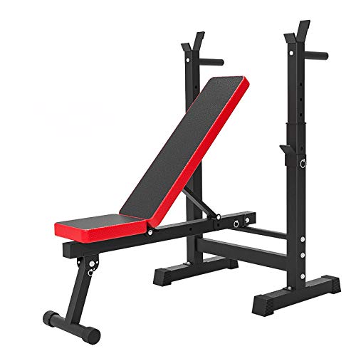 lijingaa Banco De Pesas Ajustable,con Squat Rack Plegable Casa Press De Banca,Multi-función Profesional Taburete con Mancuernas,Barbell Rack