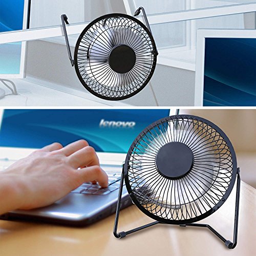Lileng Ventilador USB, Ventilador de Escritorio de Metal USB de 10,16cm Mini Ventilador silencioso portátil Ventilador de refrigeración Ordenador portátil PC Mesa de Escritorio Lileng Ventilador USB, Ventilador de Escritorio de Metal USB de 10,16cm Mini Ventilador silencioso portátil Ventilador de refrigeración Ordenador portátil PC Mesa de Escritorio