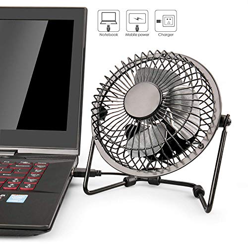 Lileng Ventilador USB, Ventilador de Escritorio de Metal USB de 10,16cm Mini Ventilador silencioso portátil Ventilador de refrigeración Ordenador portátil PC Mesa de Escritorio Lileng Ventilador USB, Ventilador de Escritorio de Metal USB de 10,16cm Mini Ventilador silencioso portátil Ventilador de refrigeración Ordenador portátil PC Mesa de Escritorio