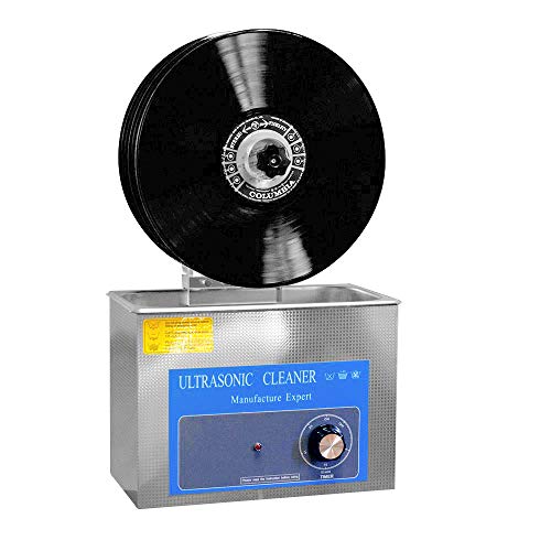 Limpiador ultrasónico para discos de vinilo LP, limpieza de 1-6 discos de vinilo, limpieza profunda, 4L, función de sincronización digital, con soporte eléctrico