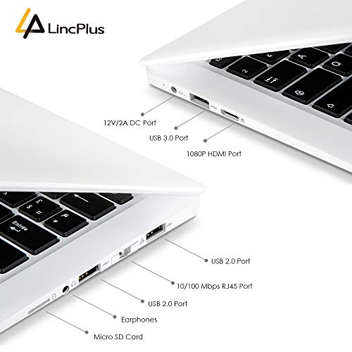 LincPlus P3 Ordenador Portátil 14 Pulgadas Full HD Laptop Intel Celeron Procesador N3350 4GB RAM 64GB de Almacenamiento Windows 10 en Modo S Computadora, Blanca