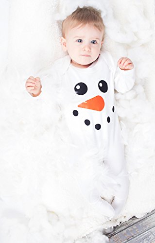 Lindo muñeco de nieve Baby para niño/de Navidad ropa de bebé/bebé de primera Navidad por diseño de vestido de Moo blanco blanco Talla:6-12 meses