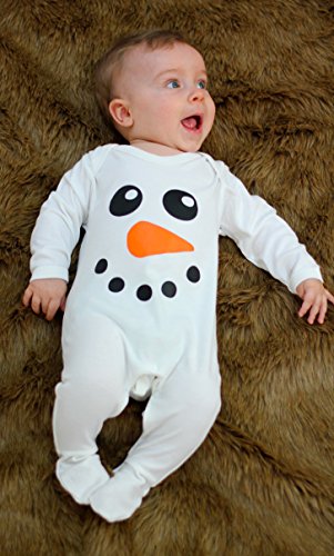 Lindo muñeco de nieve Baby para niño/de Navidad ropa de bebé/bebé de primera Navidad por diseño de vestido de Moo blanco blanco Talla:6-12 meses