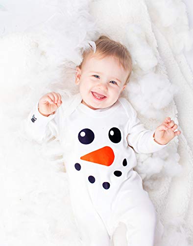 Lindo muñeco de nieve Baby para niño/de Navidad ropa de bebé/bebé de primera Navidad por diseño de vestido de Moo blanco blanco Talla:6-12 meses
