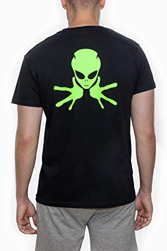 Línea Recta Camiseta Manga Corta Alien (Alien Verde Fluor, M)