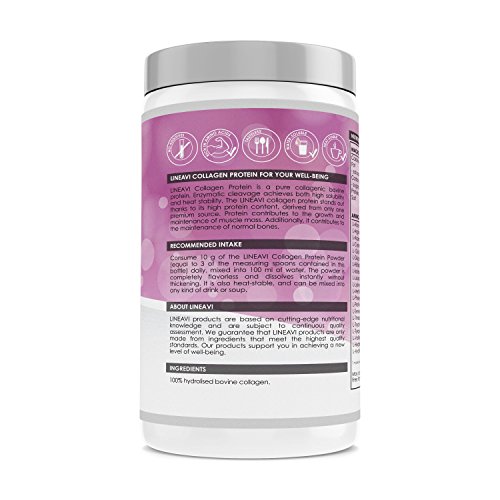 LINEAVI Colágeno Hidrolizado, proteína en polvo, 100% colágeno de vacuno, fabricado en Alemania, el colágeno refuerza el tejido conjuntivo, 410 g LINEAVI Colágeno Hidrolizado, proteína en polvo, 100% colágeno de vacuno, fabricado en Alemania, el colágeno refuerza el tejido conjuntivo, 410 g