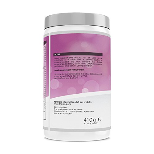 LINEAVI Colágeno Hidrolizado, proteína en polvo, 100% colágeno de vacuno, fabricado en Alemania, el colágeno refuerza el tejido conjuntivo, 410 g LINEAVI Colágeno Hidrolizado, proteína en polvo, 100% colágeno de vacuno, fabricado en Alemania, el colágeno refuerza el tejido conjuntivo, 410 g