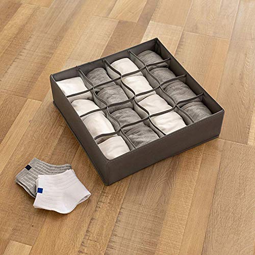 LinStyle Ropa Interior Organizador, Juego de 4 Plegable Armario Almacenamiento Cajas Lavable Tela Cajón Divisor para Sujetadores, Ropa Interior, Calcetines, Corbatas, Bufandas y Pañuelos (Gris)