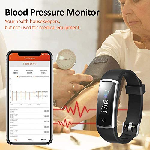 Lintelek Pulsera Actividad, Reloj Inteligente con Medidor de Ritmo Cardíaco Presión Arterial, Reloj Deportivo Compatible a Android y iOS para Hombre Mujer Niño