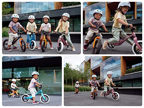 Lionelo Bart Bicicleta sin pedales 39 x 88 x 50-57 cm Para niños de hasta 30 kg Ajuste del asiento y manillar Bloqueo de volante Resistente a daños Asa de transporte Oro