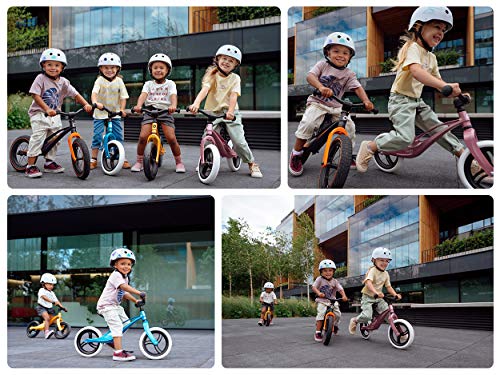 Lionelo Bart Bicicleta sin pedales 39 x 88 x 50-57 cm Para niños de hasta 30 kg Ajuste del asiento y manillar Bloqueo de volante Resistente a daños Asa de transporte Oro