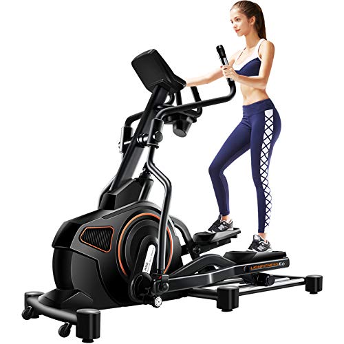 LIONFITNESS Bicicleta elíptica E8, calidad de estudio, ajuste de longitud de paso en 5 posiciones (E8)