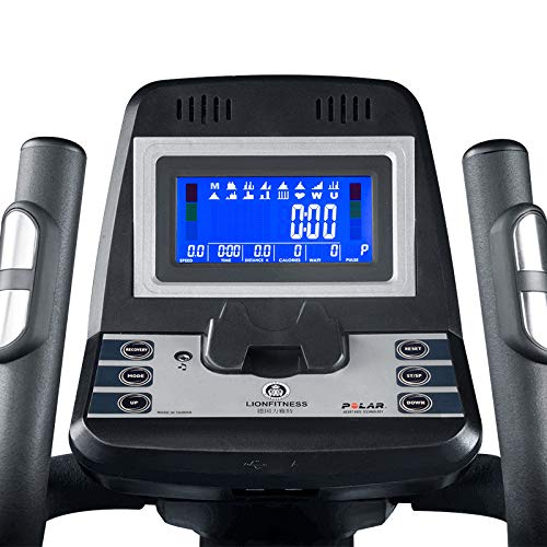 LIONFITNESS Bicicleta elíptica E8, calidad de estudio, ajuste de longitud de paso en 5 posiciones (E8)