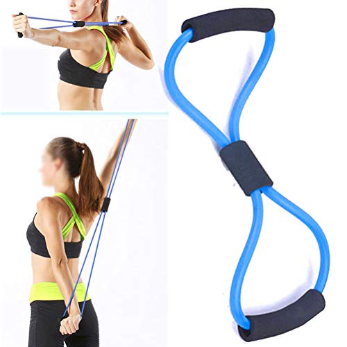 LIOOBO 2pcs Resistencia Banda 1 Forma Tubos 8 Forma Cintas de Ejercicios Bandas de Entrenamiento para Entrenamiento de Fisioterapia Fitness Pilates Ejercicios caseros de Fuerza (Azul)