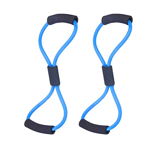 LIOOBO 2pcs Resistencia Banda 1 Forma Tubos 8 Forma Cintas de Ejercicios Bandas de Entrenamiento para Entrenamiento de Fisioterapia Fitness Pilates Ejercicios caseros de Fuerza (Azul)