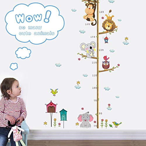 LIOOBO Gráfico de Crecimiento en Pared Pegatina de Animales Elefante León Tabla de Altura Graphic of Growthpara Niños