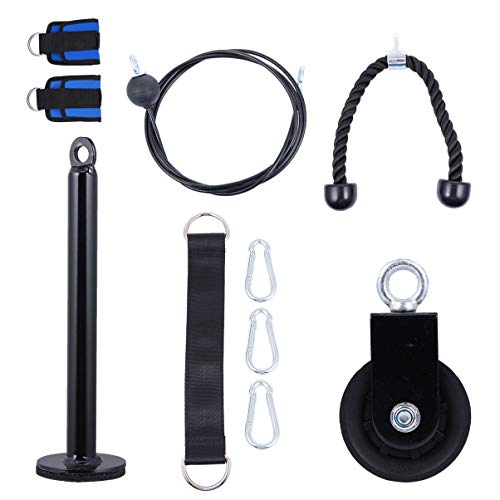 LIOOBO Juego de Cuerdas de Tríceps de 10 Piezas Cable de Cuerda Desplegable Accesorios de Polea Equipo de Entrenamiento de Fuerza del Brazo para Jalones Laterales Extensiones de Tríceps