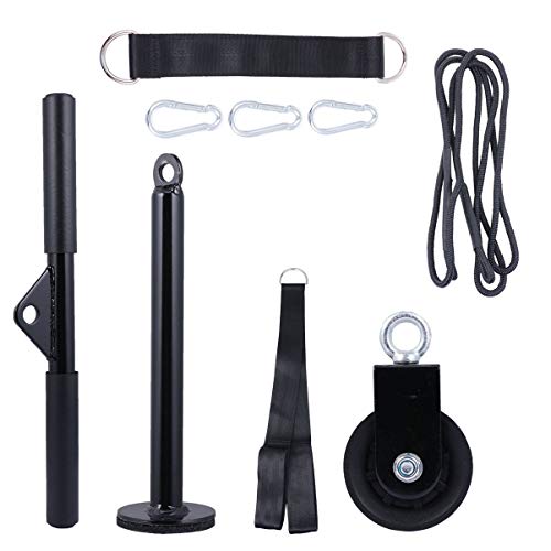 LIOOBO Juego de Cuerdas de Tríceps de 9 Piezas Cable de Cuerda Desplegable Accesorios de Polea Equipo de Entrenamiento de Fuerza de Brazos para Jalones Laterales Extensiones de Tríceps