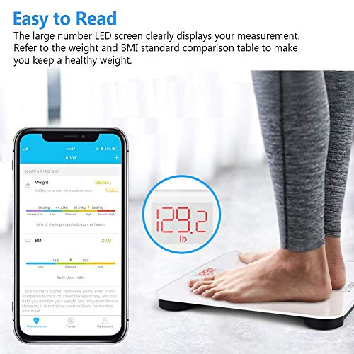 LIORQUE Báscula de Baño Digital Báscula Inteligente con APP Compatible con Smartphone Andriod y iOS, Tecnología Step-On, Alta Precisión, 0,2-180kg - Blanco LIORQUE Báscula de Baño Digital Báscula Inteligente con APP Compatible con Smartphone Andriod y iOS, Tecnología Step-On, Alta Precisión, 0,2-180kg - Blanco