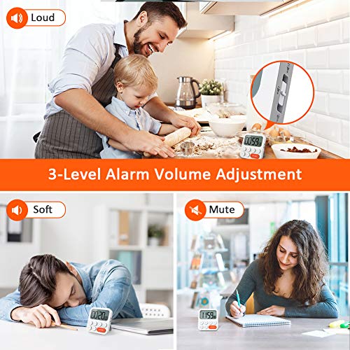 LIORQUE Temporizador de Cocina Digital Temporizador Multifunción con Función de Reloj, Ajuste Rapido, 3 Niveles de Volumen, Respaldo Magnético, Soporte Plegable (2 Pilas AAA Incluidas) LIORQUE Temporizador de Cocina Digital Temporizador Multifunción con Función de Reloj, Ajuste Rapido, 3 Niveles de Volumen, Respaldo Magnético, Soporte Plegable (2 Pilas AAA Incluidas)