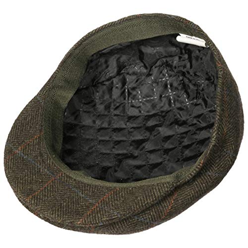 Lipodo Gorra Estampado a Cuadros - Gorra con Lana Forrada - Made in Italy - Tallas 49-61 cm - Gorra de Hombre con Pico - Gorra otoño/Invierno Verde Oliva 56 cm