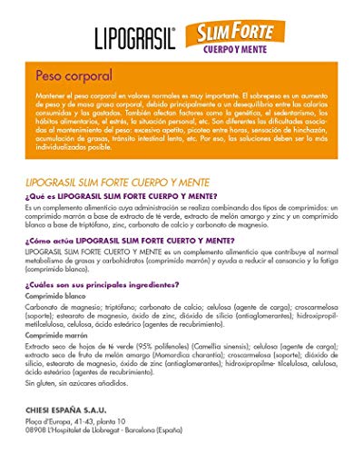 Lipograsil Slim Forte Cuerpo y Mente - Fat Burner - Ingredientes 100% Natuales - Potente Quemador de Grasa - Reduce el Cansancio y la Fatiga - 20 + 40 Comprimidos Lipograsil Slim Forte Cuerpo y Mente - Fat Burner - Ingredientes 100% Natuales - Potente Quemador de Grasa - Reduce el Cansancio y la Fatiga - 20 + 40 Comprimidos