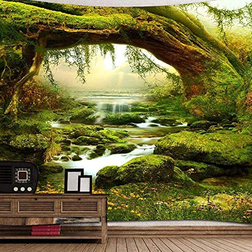 LIRENSHIGE - Tapiz decorativo para colgar en la pared con diseño de mandala hindú, bosque verde, para la playa, como sábana, mantel de mesa, toalla de playa, poliéster, verde, 200x180CM LIRENSHIGE - Tapiz decorativo para colgar en la pared con diseño de mandala hindú, bosque verde, para la playa, como sábana, mantel de mesa, toalla de playa, poliéster, verde, 200x180CM