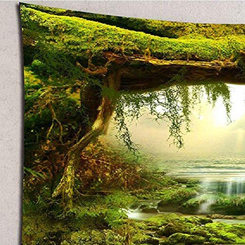 LIRENSHIGE - Tapiz decorativo para colgar en la pared con diseño de mandala hindú, bosque verde, para la playa, como sábana, mantel de mesa, toalla de playa, poliéster, verde, 200x180CM LIRENSHIGE - Tapiz decorativo para colgar en la pared con diseño de mandala hindú, bosque verde, para la playa, como sábana, mantel de mesa, toalla de playa, poliéster, verde, 200x180CM