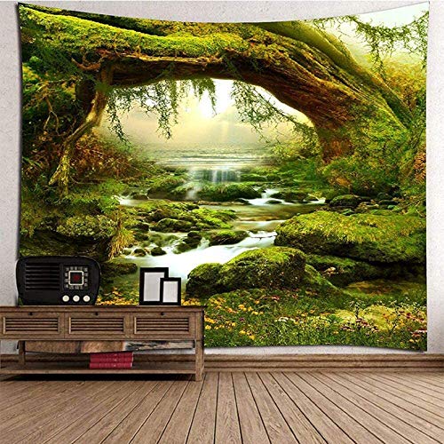LIRENSHIGE - Tapiz decorativo para colgar en la pared con diseño de mandala hindú, bosque verde, para la playa, como sábana, mantel de mesa, toalla de playa, poliéster, verde, 200x180CM LIRENSHIGE - Tapiz decorativo para colgar en la pared con diseño de mandala hindú, bosque verde, para la playa, como sábana, mantel de mesa, toalla de playa, poliéster, verde, 200x180CM