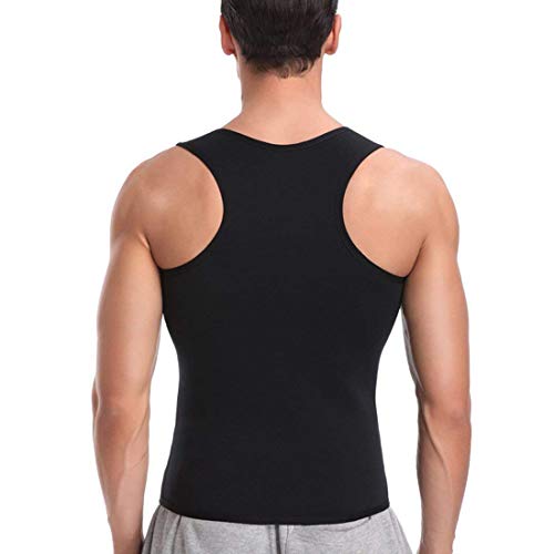 Litthing Chaleco Deportivo para Hombres Faja Reductora Sauna Camiseta Adelgazante Térmica Compresión Muscular Vest para Quemar Grasa Sudoración Gimnasio con Cremallera(Negro, XL)