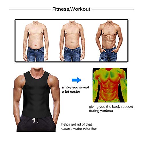 Litthing Chaleco Faja Reductora Adelgazante Camiseta Termica de Sauna Deportivo Reductora Compresión Desarrollo Muscular Quema Grasa Pérdida de Peso Sudoración Cremallera para Hombre (Negro, 2XL)