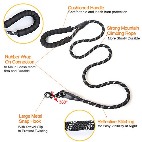 Litthing Correa para el Perro Nylon Ajustable Negro sólido Reflectante 150 cm para Perros Grandes o medianos Adecuado para Correr Senderismo Correr (Negro) Litthing Correa para el Perro Nylon Ajustable Negro sólido Reflectante 150 cm para Perros Grandes o medianos Adecuado para Correr Senderismo Correr (Negro)