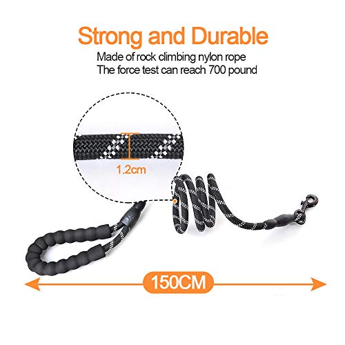 Litthing Correa para el Perro Nylon Ajustable Negro sólido Reflectante 150 cm para Perros Grandes o medianos Adecuado para Correr Senderismo Correr (Negro) Litthing Correa para el Perro Nylon Ajustable Negro sólido Reflectante 150 cm para Perros Grandes o medianos Adecuado para Correr Senderismo Correr (Negro)