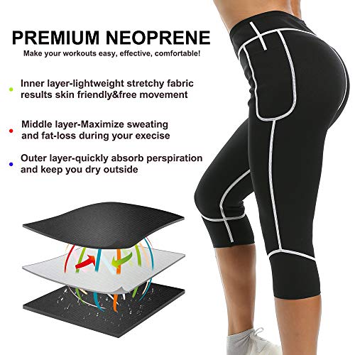 Litthing Pantalones para Adelgazar Neopreno Mujer Deportivos Pantalones Sauna Pantalón de Sudoración Adelgazar Pantalón Quema Grasa Mallas Termicos de Neopreno