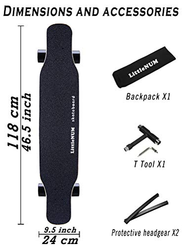 LittleNUM Monopatín de Longboard 8 Capas Cubiertas 46.5"X9.5 Pro completos Longboards Patín de Arce de Madera para Principiantes Adolescentes Adultos Chicas Chicos,Starry Sky LittleNUM Monopatín de Longboard 8 Capas Cubiertas 46.5"X9.5 Pro completos Longboards Patín de Arce de Madera para Principiantes Adolescentes Adultos Chicas Chicos,Starry Sky