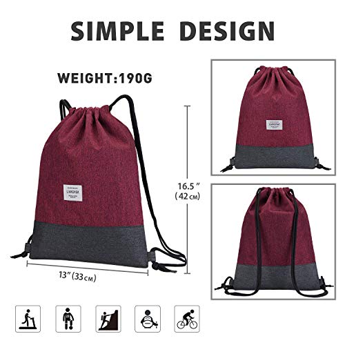 LIVACASA Mochilas de Cuerdas Unisex Casual Mochilas Cordón Impermeable Gimnasio Deportes Ligero Gym Bag Morado 43×33cm