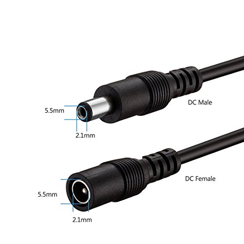 Liwinting Cable de Extensión Plug DC 5,5 mm x 2,1 mm Macho a Hembra Conector para Adaptador de Corriente, LED, Cámara CCTV Potencia, Coche, Monitores y Más - 10m Negro Liwinting Cable de Extensión Plug DC 5,5 mm x 2,1 mm Macho a Hembra Conector para Adaptador de Corriente, LED, Cámara CCTV Potencia, Coche, Monitores y Más - 10m Negro