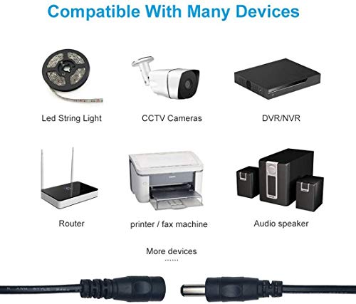 Liwinting Cable de Extensión Plug DC 5,5 mm x 2,1 mm Macho a Hembra Conector para Adaptador de Corriente, LED, Cámara CCTV Potencia, Coche, Monitores y Más - 10m Negro Liwinting Cable de Extensión Plug DC 5,5 mm x 2,1 mm Macho a Hembra Conector para Adaptador de Corriente, LED, Cámara CCTV Potencia, Coche, Monitores y Más - 10m Negro