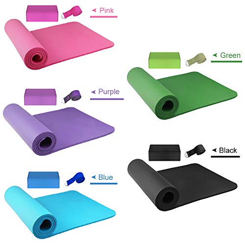 Lixada 3 Piezas Conjunto de Equipo de Yoga, Tapete de Yoga, Bloque de Yoga, Banda Elástica, Bolsa de Práctica para Principiantes de Yoga y Almohadilla de Almacenamiento