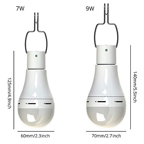 Lixada 9W / 7W Portátil de Energía Solar Bombilla Al Aire Libre USB Panel Solar Luz de Control Remoto Impermeable LED Que Acampa Luz para Acampar，Senderismo，Montañismo (9W)