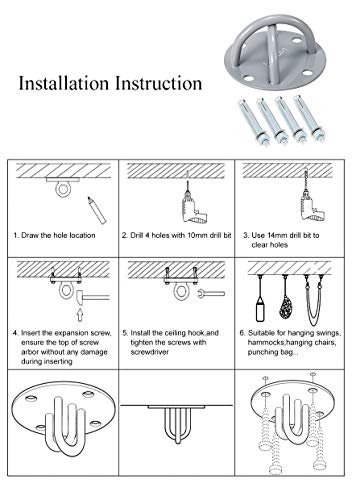 Lixada Anclaje para Pared/Techo Soporte de Montaje para Correas de Suspensión Anillos de Gimnasia Columpios y Hamaca de Yoga Equipos de Boxeo Cuerda de Batalla Lixada Anclaje para Pared/Techo Soporte de Montaje para Correas de Suspensión Anillos de Gimnasia Columpios y Hamaca de Yoga Equipos de Boxeo Cuerda de Batalla