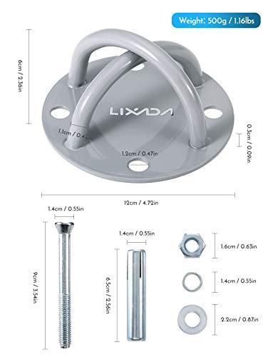 Lixada Anclaje para Pared/Techo Soporte de Montaje para Correas de Suspensión Anillos de Gimnasia Columpios y Hamaca de Yoga Equipos de Boxeo Cuerda de Batalla