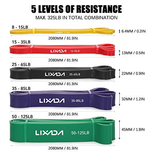 Lixada Bandas Elásticas de Resistencia 5pcs con Ancla de Puerta Mangos de Espuma Ganchos y Bolsa de Transporte Lixada Bandas Elásticas de Resistencia 5pcs con Ancla de Puerta Mangos de Espuma Ganchos y Bolsa de Transporte
