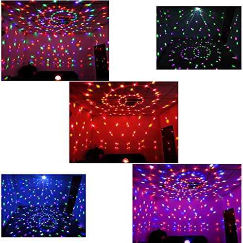 Lixada Bola Discoteca Luces RGB LED Mini Crystal Magic Bola Giratoria Efecto LED Escenario Luces para KTV Navidad Fiesta Boda Discoteca DJ