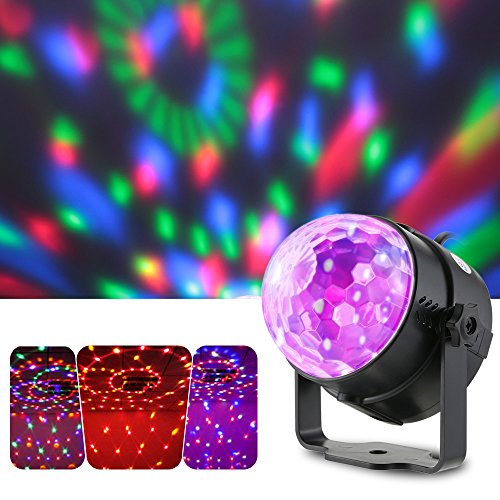 Lixada Bola Discoteca Luces RGB LED Mini Crystal Magic Bola Giratoria Efecto LED Escenario Luces para KTV Navidad Fiesta Boda Discoteca DJ