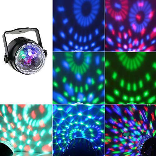 Lixada Bola Discoteca Luces RGB LED Mini Crystal Magic Bola Giratoria Efecto LED Escenario Luces para KTV Navidad Fiesta Boda Discoteca DJ