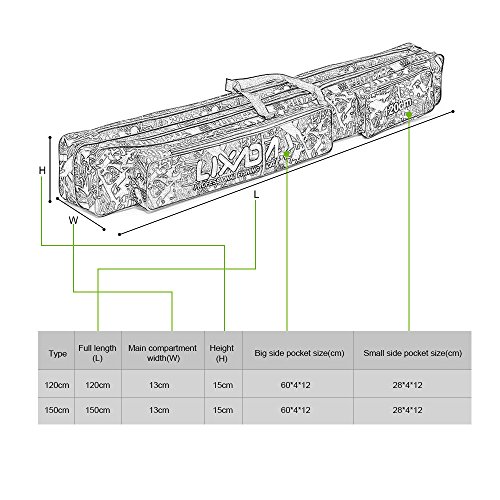 Lixada Bolsa de Pesca Doble Capa Capacidad Caña de Pescar Abordar Bolsa 120/150 cm
